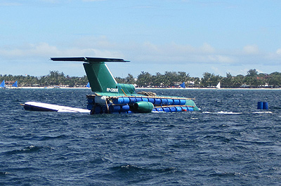 Tri Bird airplane before sinking off Boracay Beach